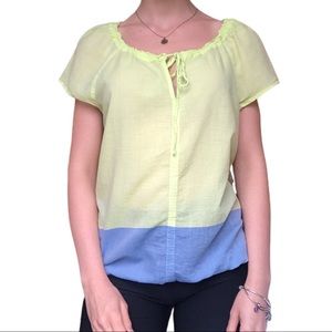 Ann taylor loft lime blue color block sheer top